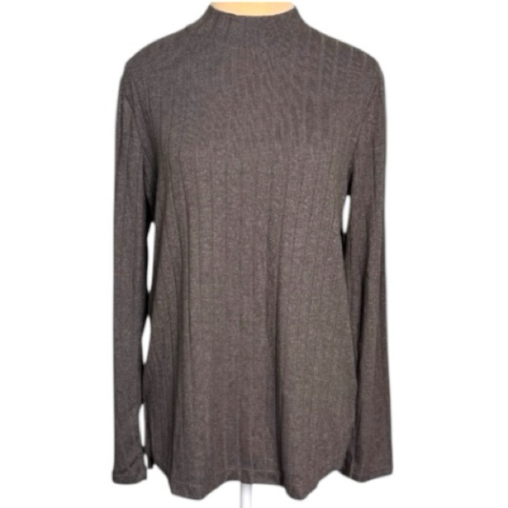 Matty M Women's Mock Neck Ribbed Tunic Top.